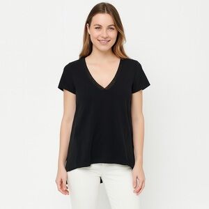 Zara V-Neck Top Black Size S